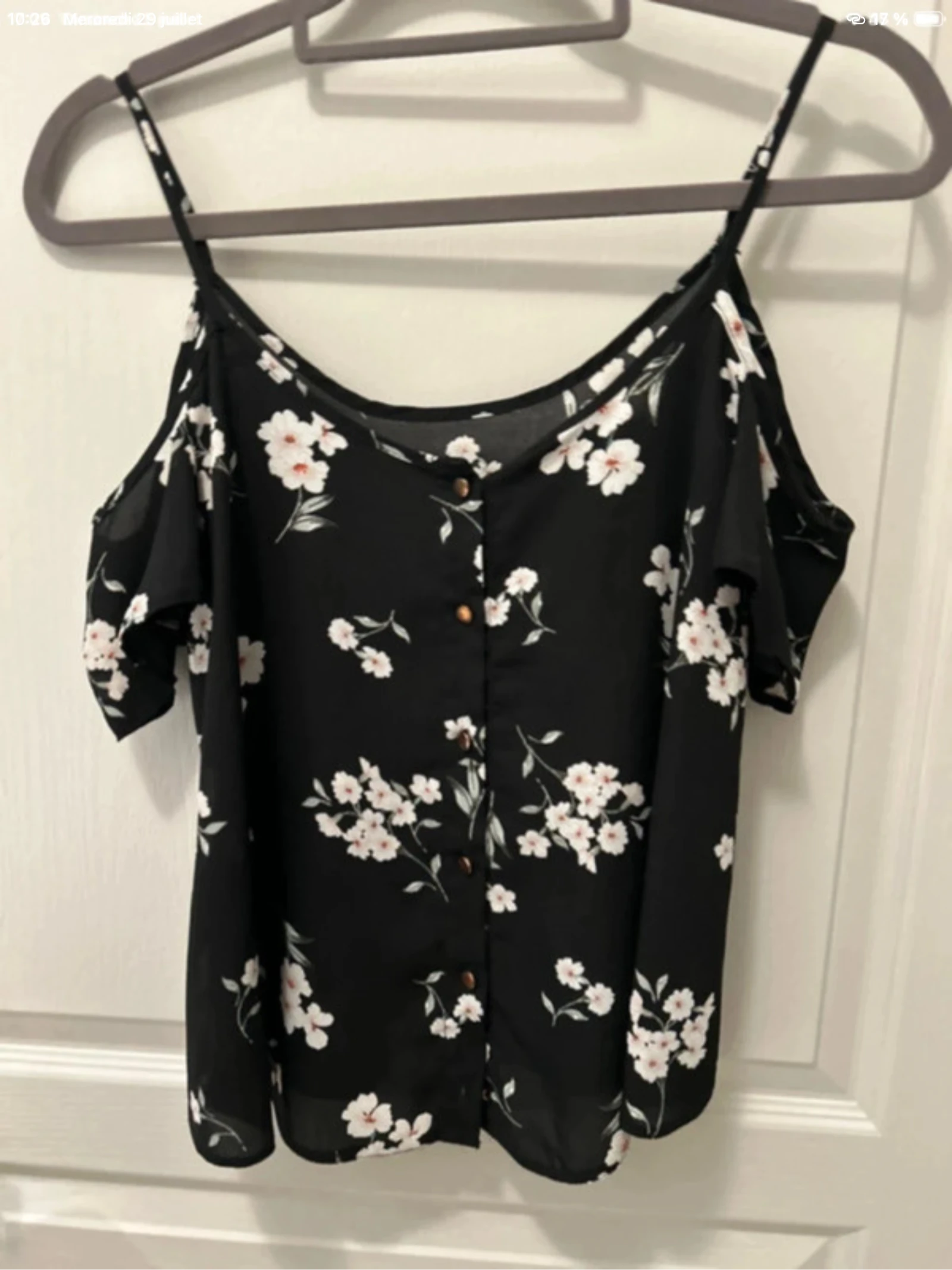 Top Blouse fleurie manches courtes épaules dénudées PROMOD💕
